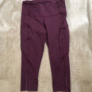 Lululemon Fast and Free Crop 19” Maroon